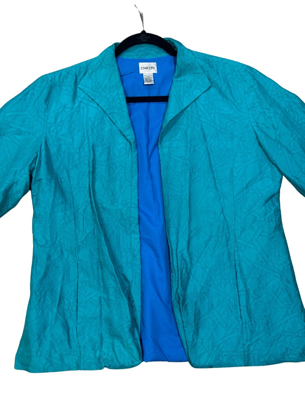 Chico's Teal Silk Open Front Women's Jacket Chico’s Sz 2 or US L